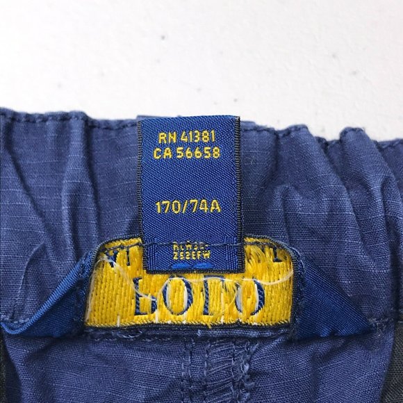 Ralph Lauren Ripstop Cargo Shorts Youth Boys 20 Blue Pony Pockets Elastic Hiking - Picture 16 of 16